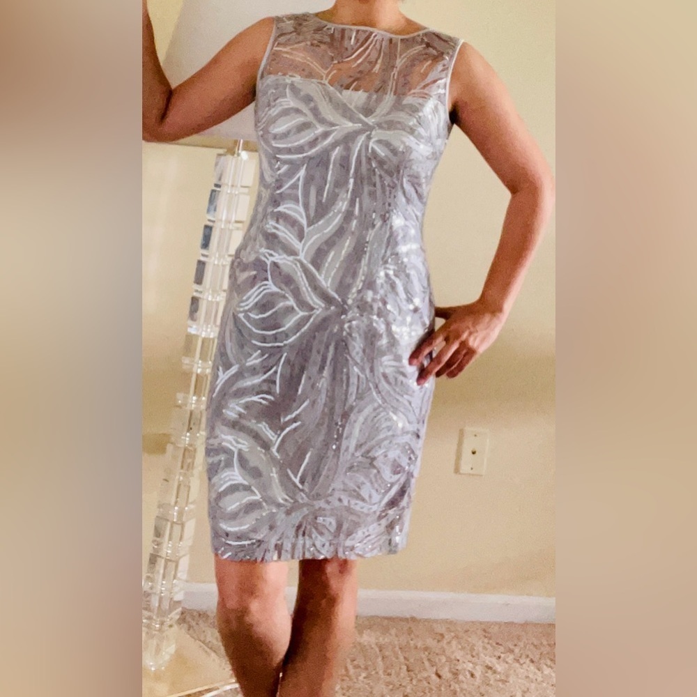 Beautiful Tahari dress in silver-ish color size 6